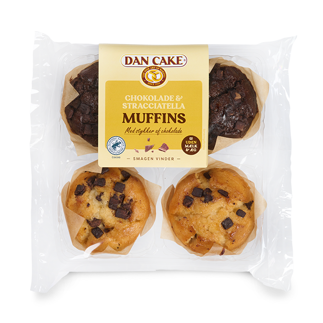 Chokolade- &amp; Stracciatella muffins uden mælk &amp; æg - Dan Cake